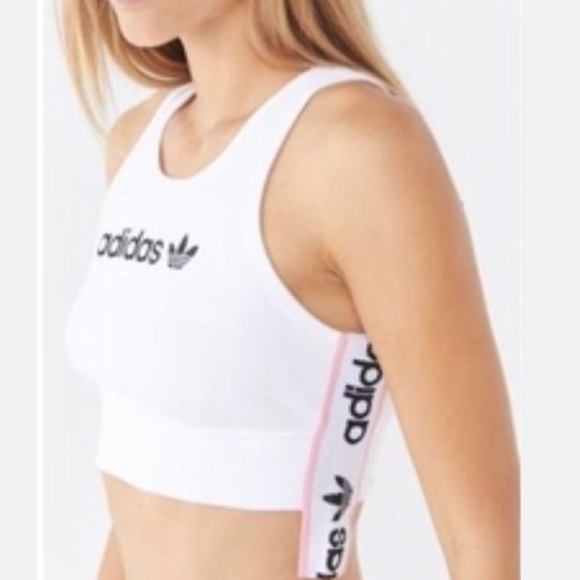 Adidas sports bra white and pink top - Picture 3 of 5